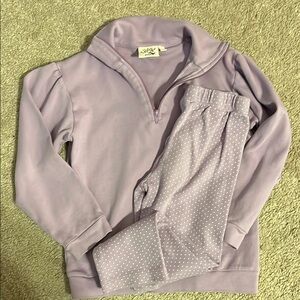 Luigi Kids Lavender Pullover and Polka Dot Pants Set